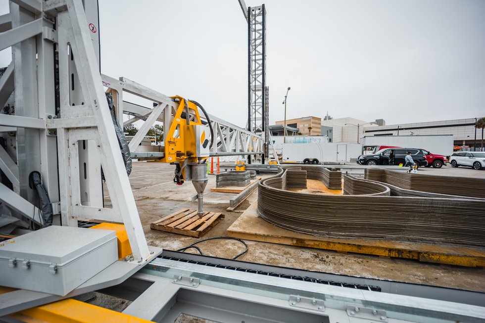 Close-up of Black Buffalo 3D's structural wall printing process certified under ICC-ES AC509 standards