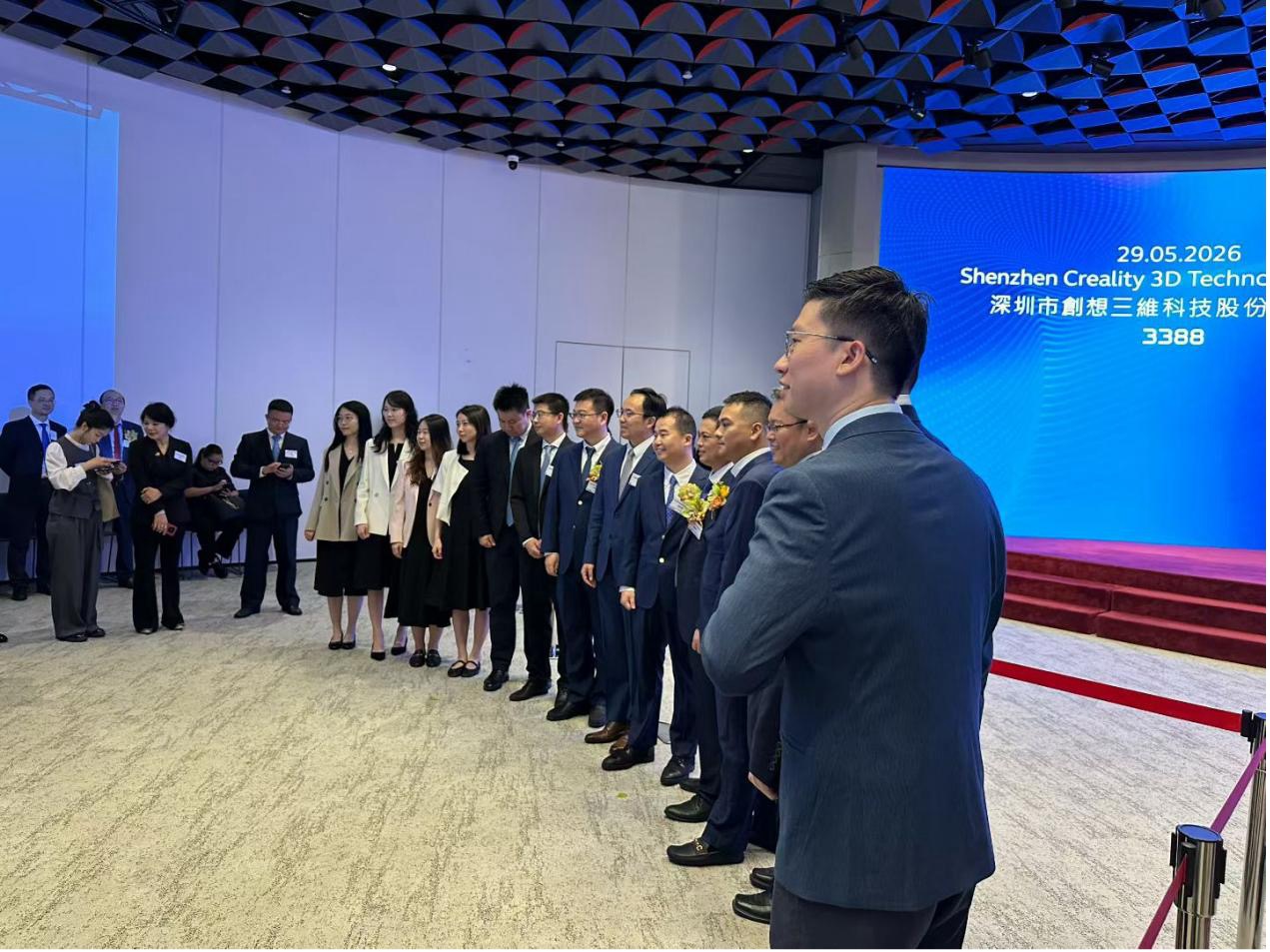 Creality 3D printing products displayed at its HKEX listing event in May 2026