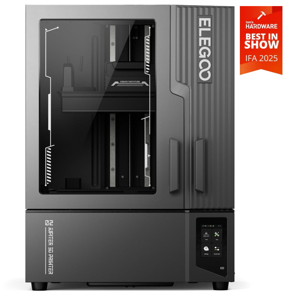ELEGOO Jupiter 2 large-format 16K resin 3D printer — the company's flagship product demonstrating its hardware leadership in LCD resin printing