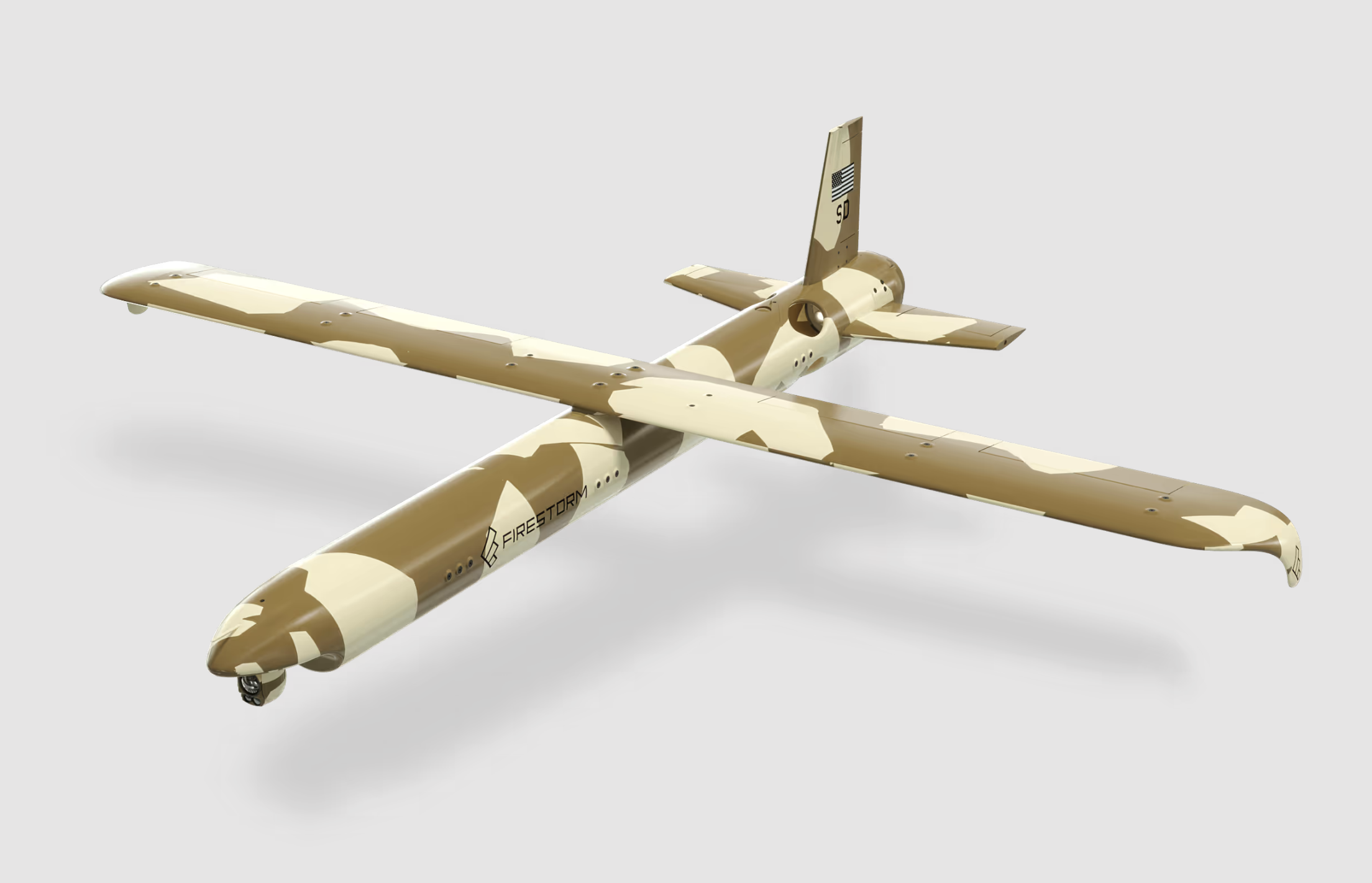 Firestorm Labs' Tempest drone, a 55-pound 3D-printed unmanned aircraft with a 6-foot fuselage