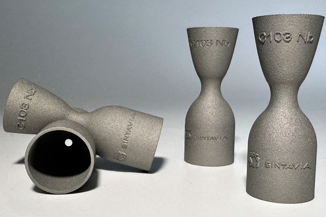Niobium C103 additive manufacturing sample showing complex geometry