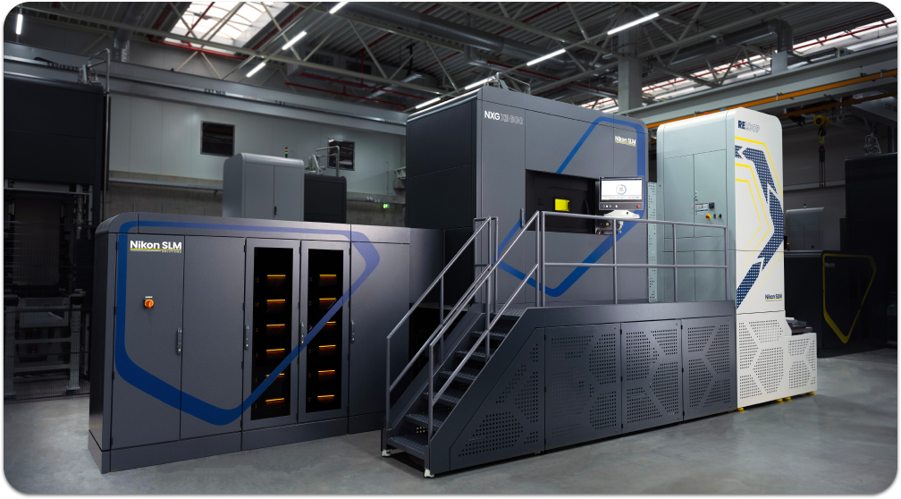 Nikon SLM Solutions NXG XII 600 industrial metal 3D printer in a production facility setting