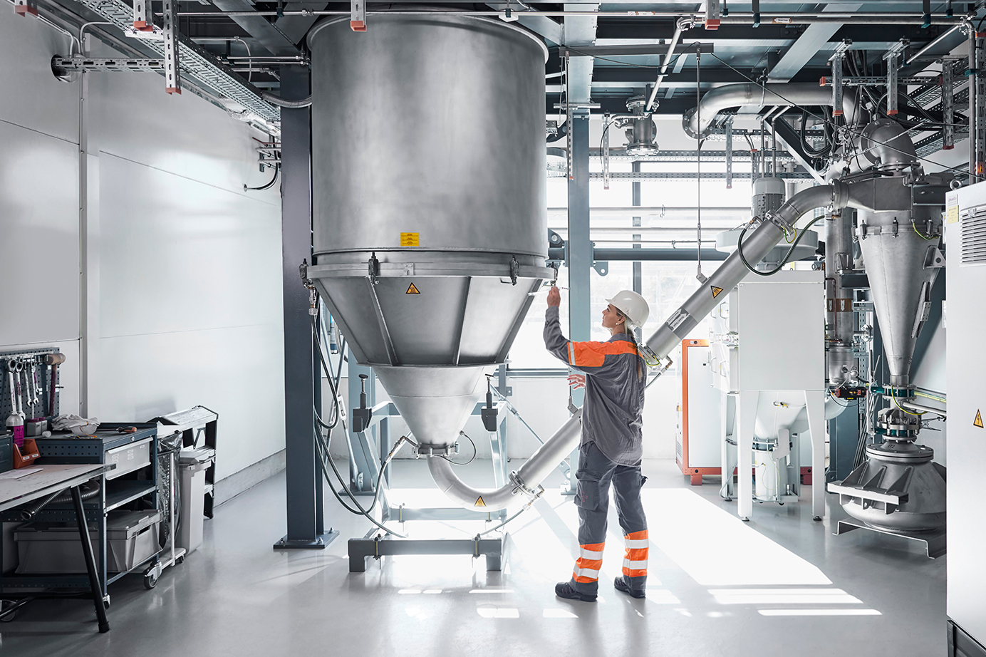 Sandvik Osprey metal powder production facility showing gas atomization equipment used to produce the 2,000 alloy variants now being carved out to Mimir