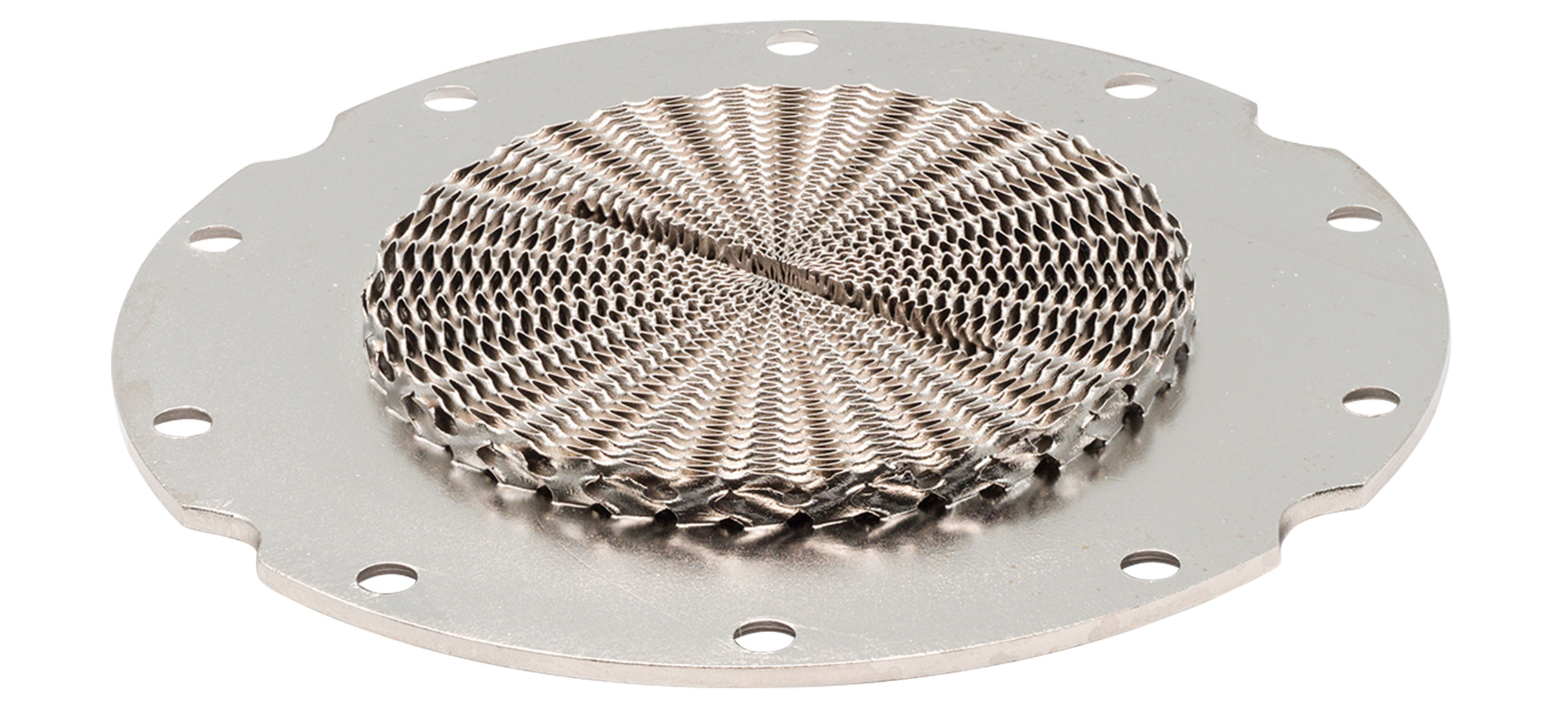 Fabric8Labs nickel gyroid and spiral structures demonstrating ECAM's 33-micron voxel resolution